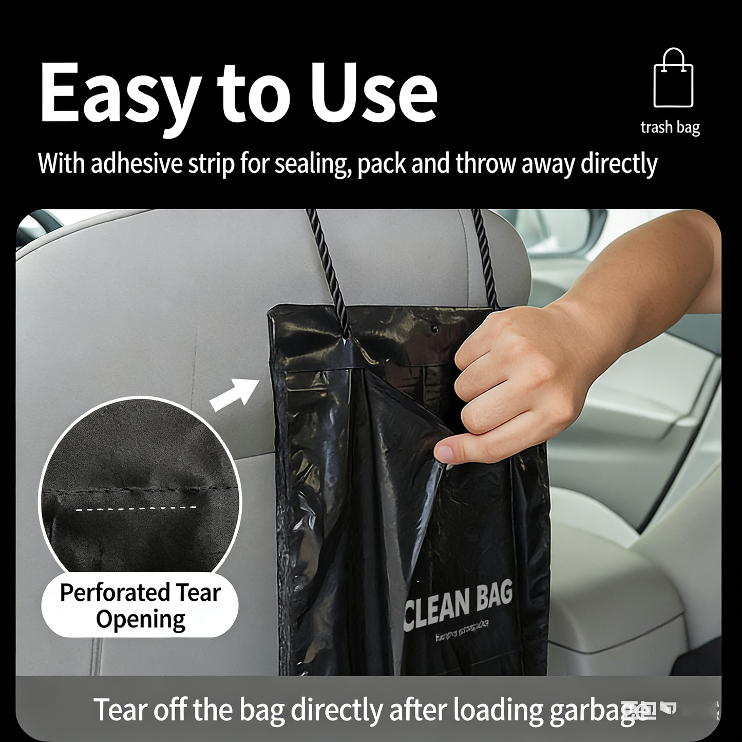 Car Backseat Heavy Disposable Trash Bags(50pcs)